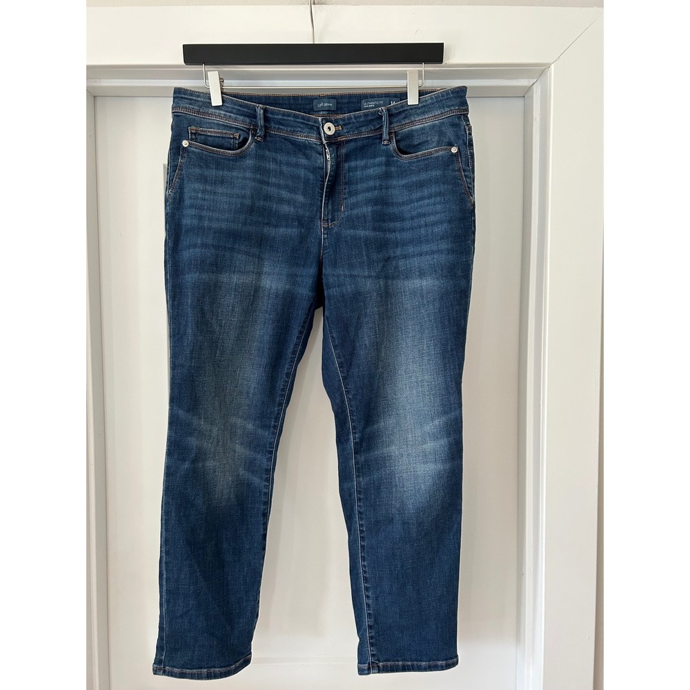 J Jill Authentic Fit Slim Ankle Jeans Dark Wash Blue Denim Petite 14P Minimalist